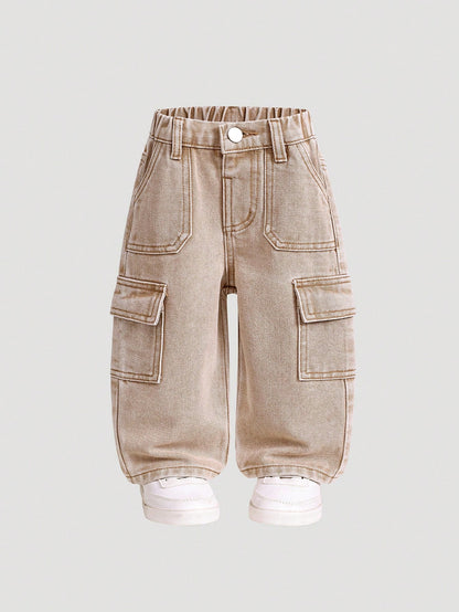 Playful Pals Baby Boy Cotton Adjustable Waist Cargo Pocket Casual Pants