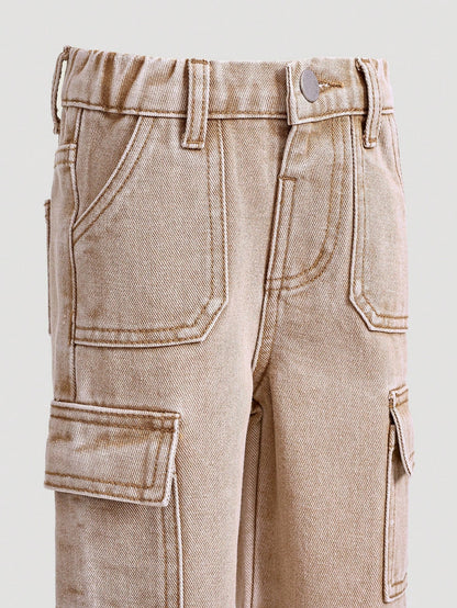 Playful Pals Baby Boy Cotton Adjustable Waist Cargo Pocket Casual Pants