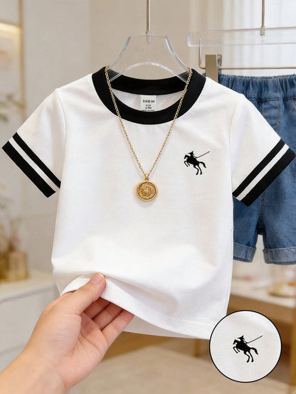 Playful Pals Baby Girls' Classic English Graphic Round Neck Short Sleeve T-Shirt  Girl Clothing  Pullover  Tops  Suitable For Spring/Summer  Fits 6M-3T
