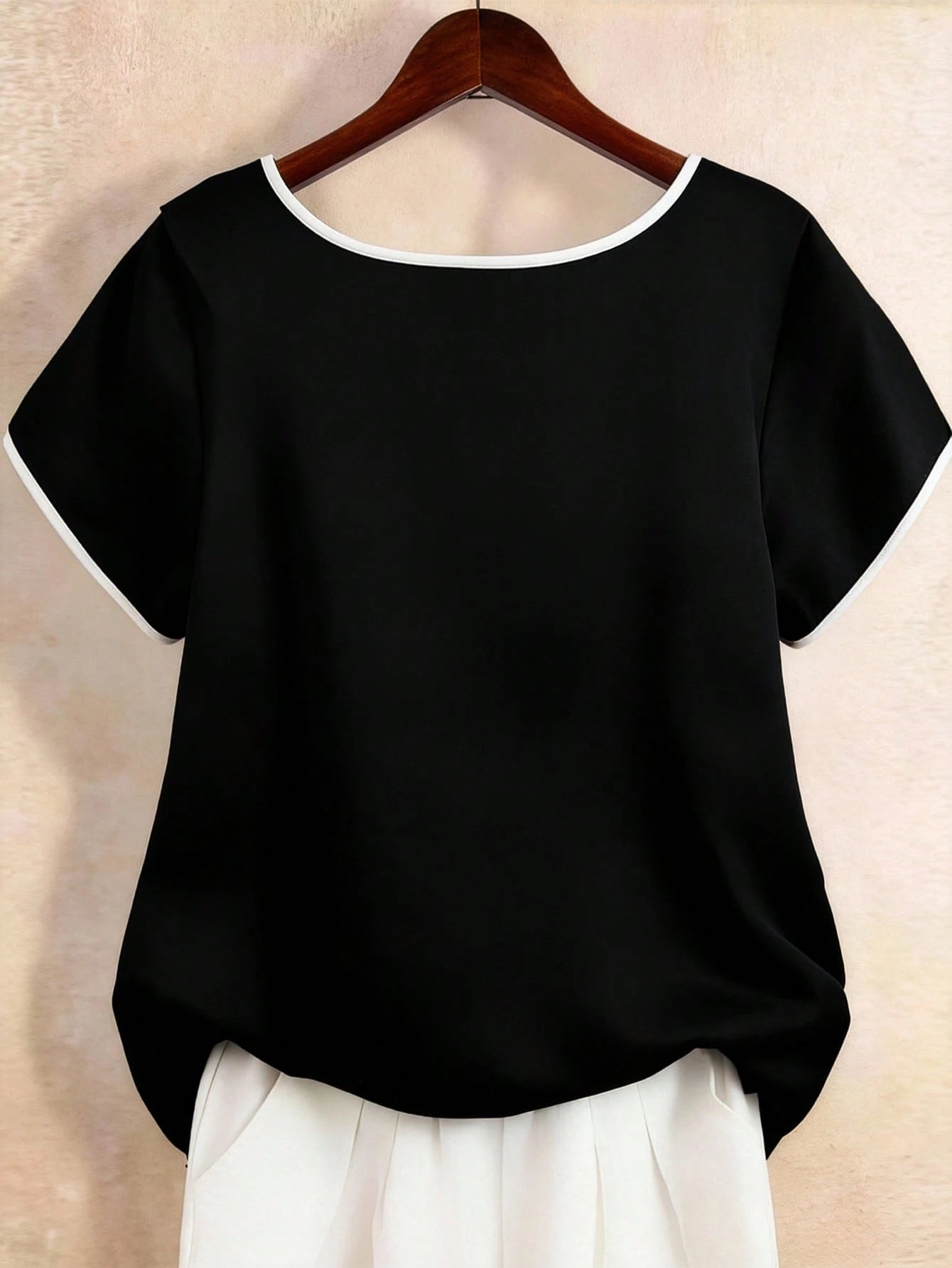 Plus Size Women's Contrast Trim Casual Versatile Everyday Outing Shirt