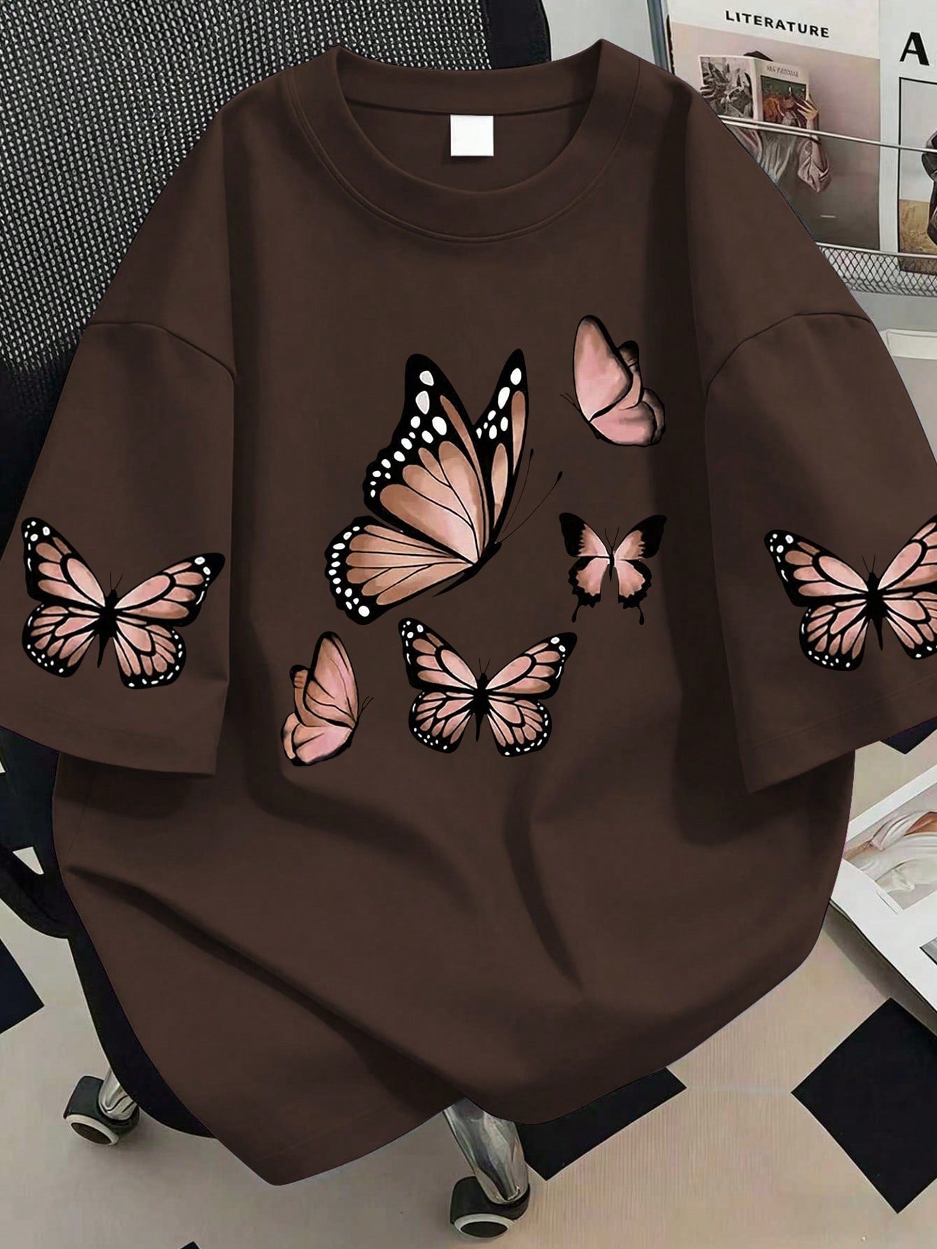 Plus Size Women's Summer Casual Vacation Daily Commute Butterfly Print Loose Fit T-Shirt, Suitable For Summer Holiday, Beach, Vacation, Spring, Valentine's Day, Carnival, Mother's Day Gift; Mom Gift