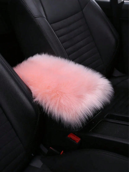 Plush Armrest Pad- Soft Plush Central Armrest Pad, Suitable For Cars, SUVs, Trucks, Universal Size, Warm Interior Pad For Winter, Non-Slip Polyester Material, Protects Console & Seats, Luxurious Faux