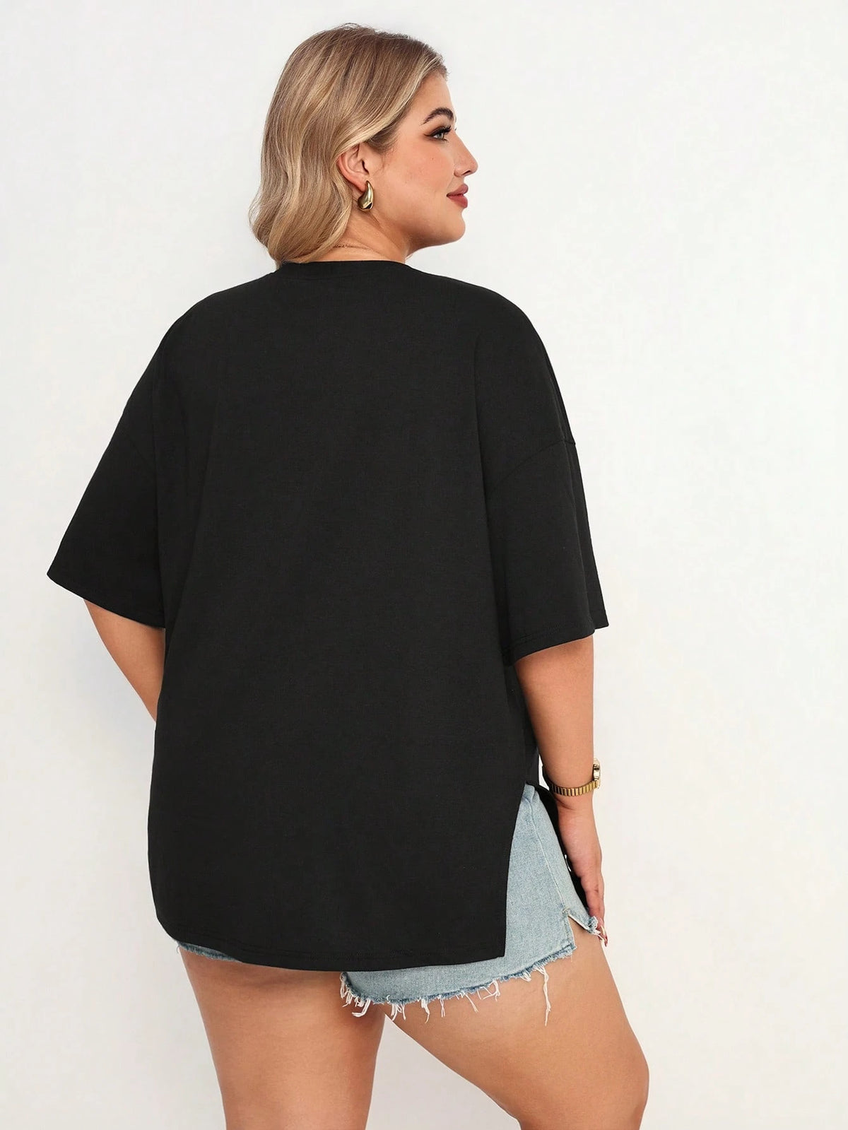 Plussiva Maternity Plus Size Solid Color Round Neck Loose Casual T-Shirt