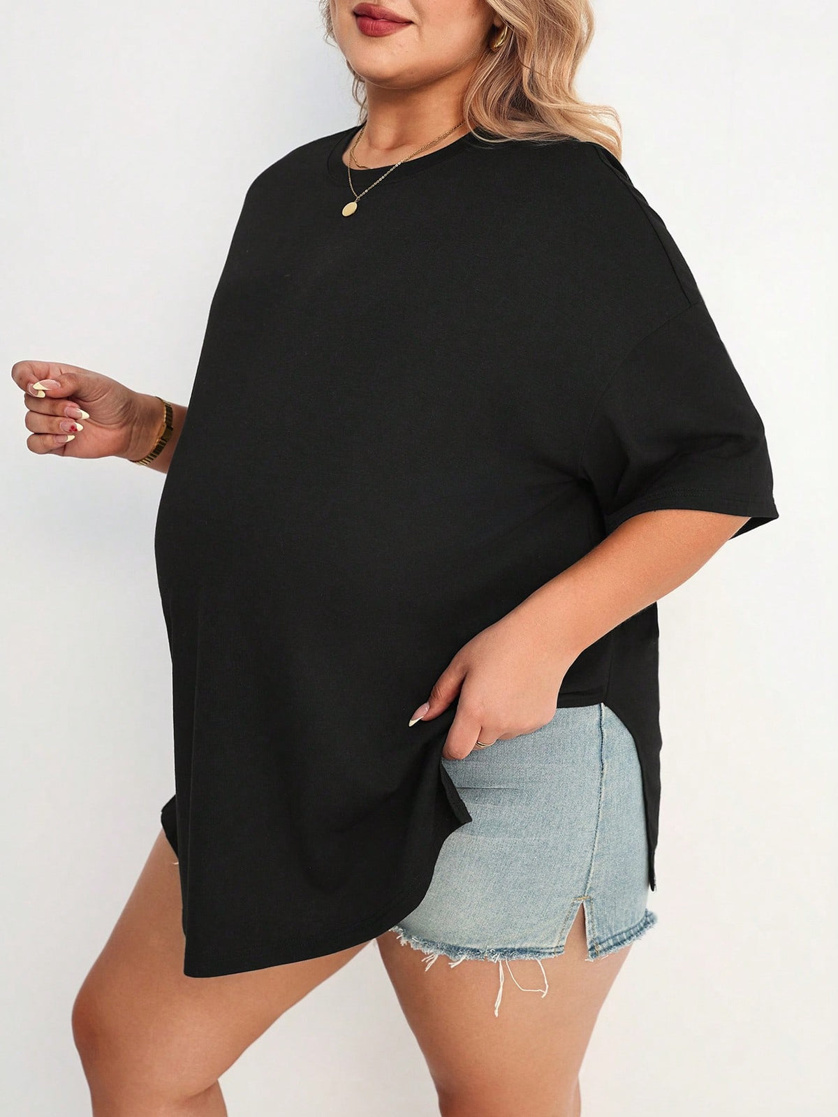 Plussiva Maternity Plus Size Solid Color Round Neck Loose Casual T-Shirt