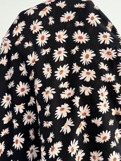 Plussiva Plus Size Maternity Jumpsuit For Summer Black Floral Jumpsuit-Comfortable And Casual Vacation Style All-Over Print Daily Wear Maternity