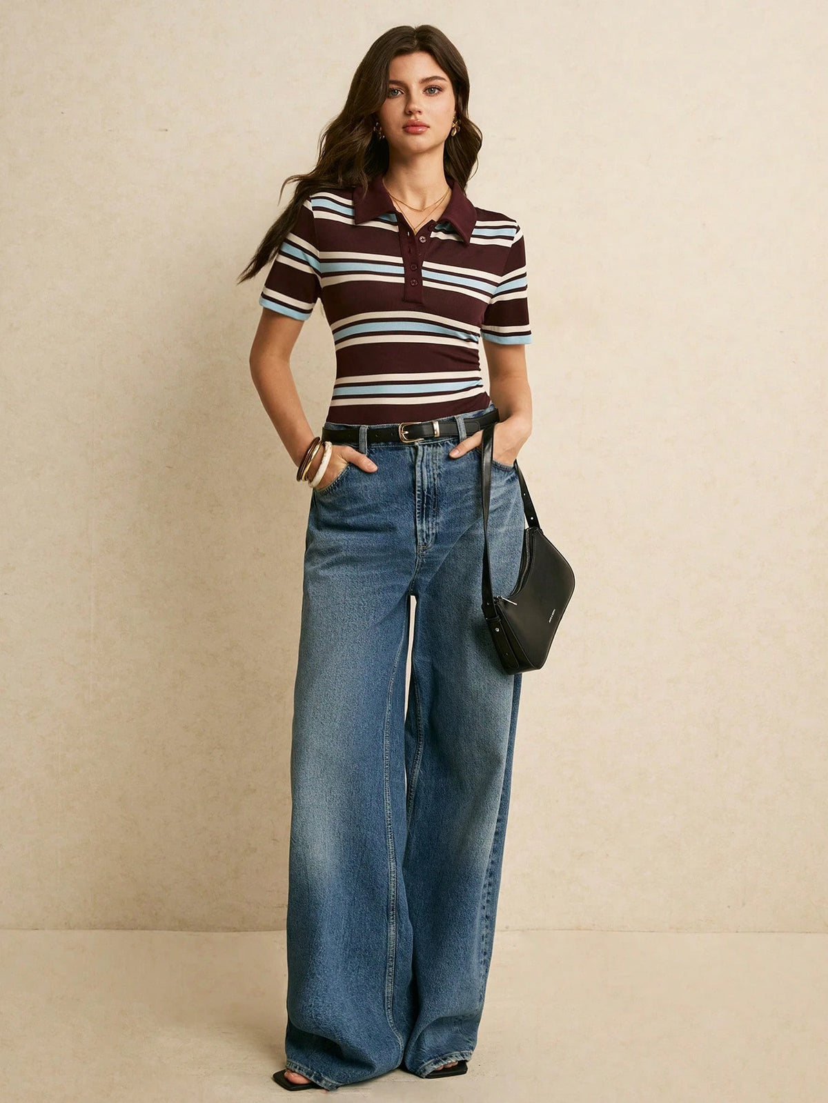 Poéselle Women's Striped Patchwork Casual Versatile Daily Wear Short Sleeve T-Shirt, Going Out Tops,Elegant Women's Blouses, Casual Blouses,Work Outfits