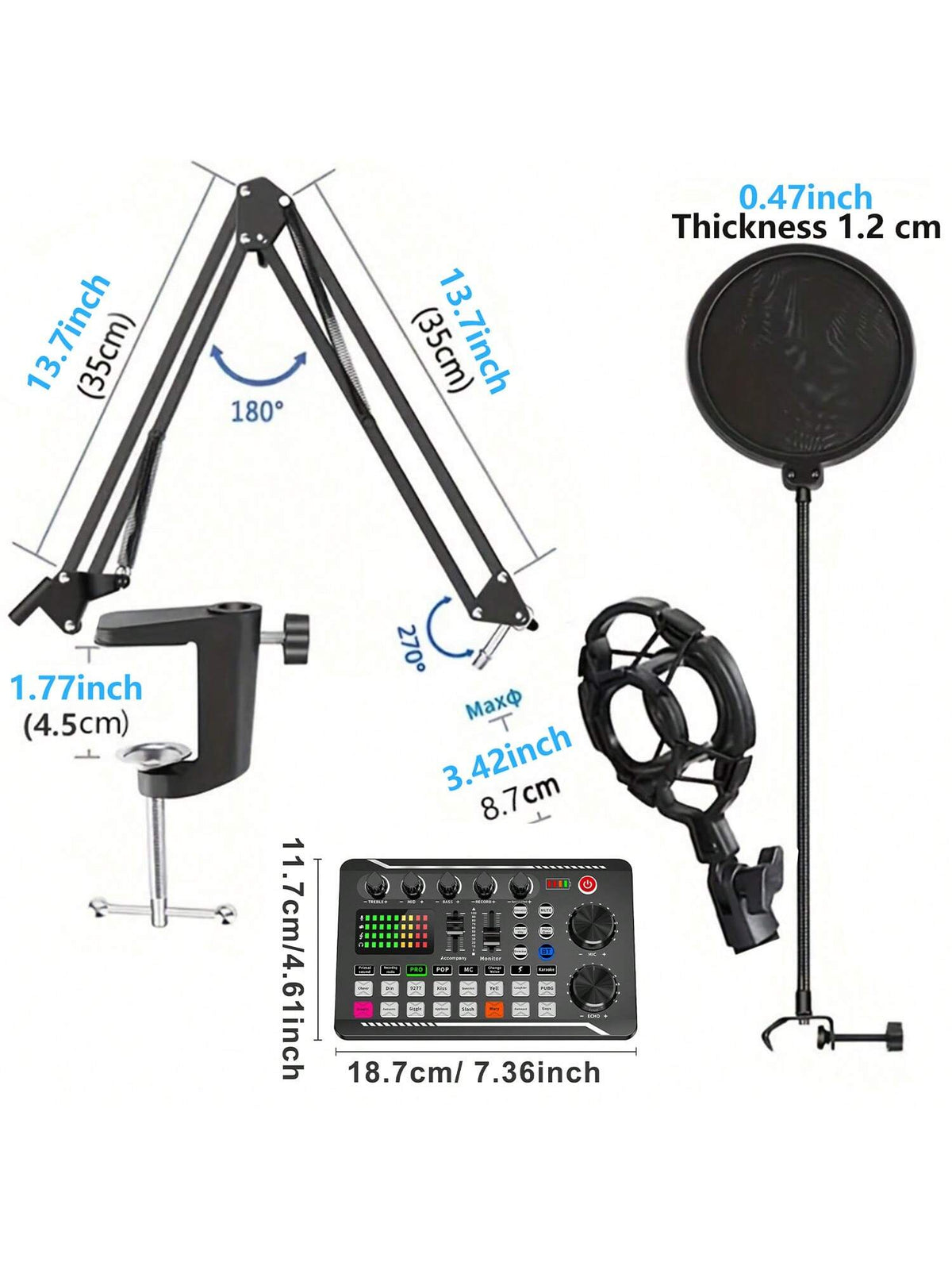 Podcast Equipment Bundle, Recording Studio Package With Voice Changer, Live Sound Card, Professional Audio Mixer- Audio Interface For Laptop Computer Vlog Living Broadcast Live Streaming (F998)