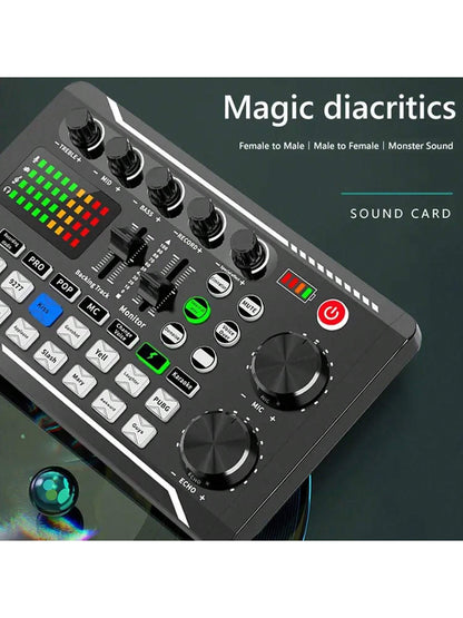 Podcast Equipment Bundle, Recording Studio Package With Voice Changer, Live Sound Card, Professional Audio Mixer- Audio Interface For Laptop Computer Vlog Living Broadcast Live Streaming (F998)