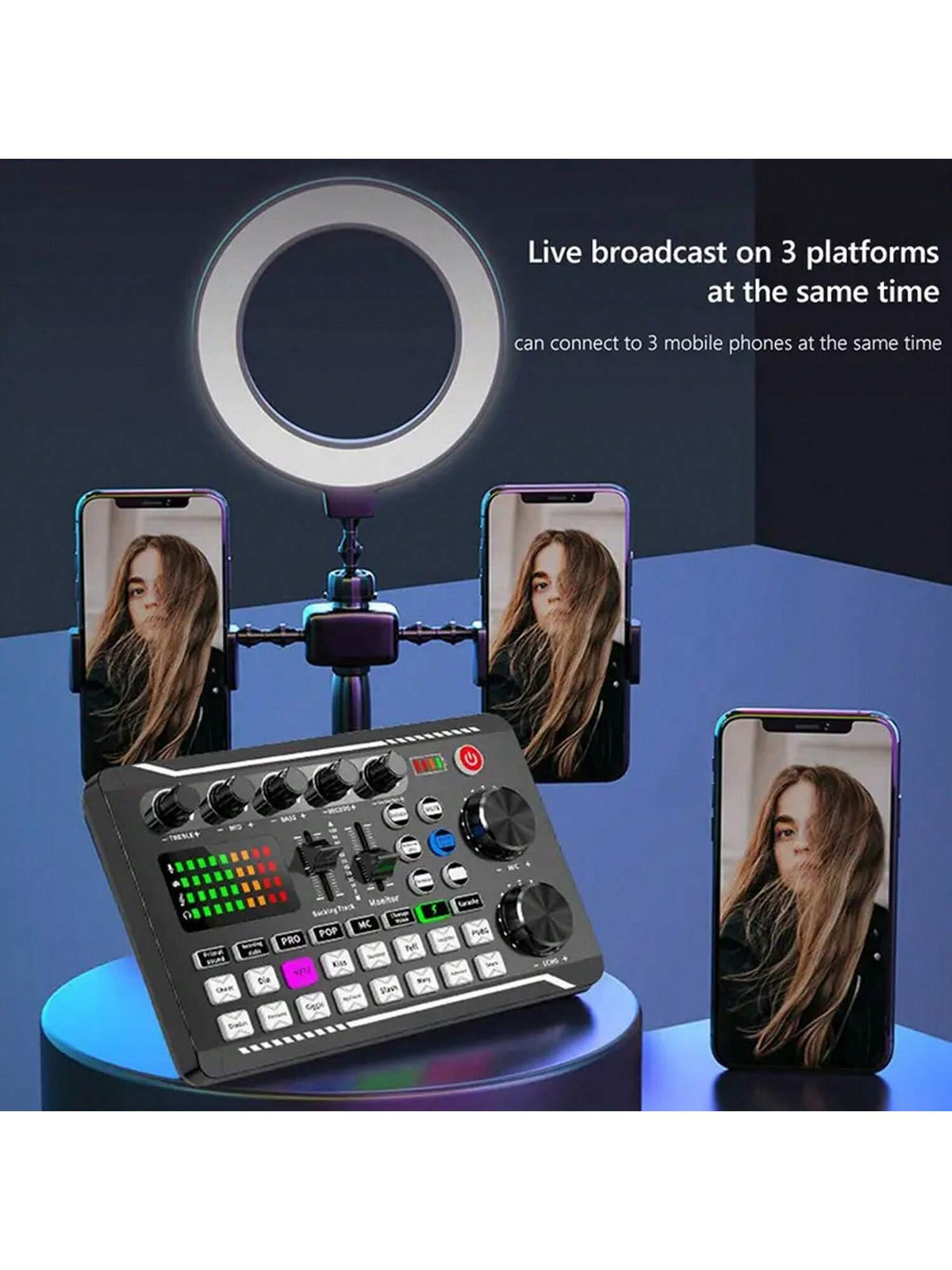 Podcast Equipment Bundle, Recording Studio Package With Voice Changer, Live Sound Card, Professional Audio Mixer- Audio Interface For Laptop Computer Vlog Living Broadcast Live Streaming (F998)
