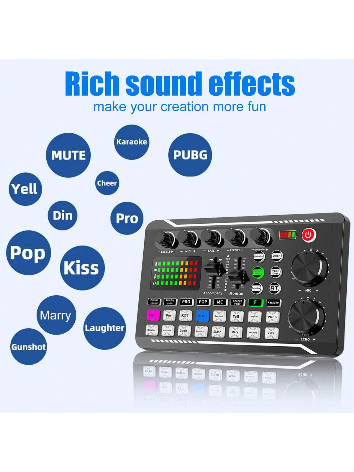 Podcast Equipment Bundle, Recording Studio Package With Voice Changer, Live Sound Card, Professional Audio Mixer- Audio Interface For Laptop Computer Vlog Living Broadcast Live Streaming (F998)