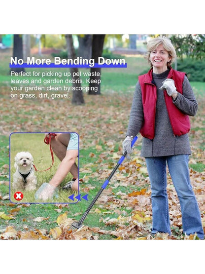 Pooper Scooper, Dog Pooper Scooper Tray And Rake Set With Adjustable Stainless Steel Long Handle For Large Medium Small Dogs