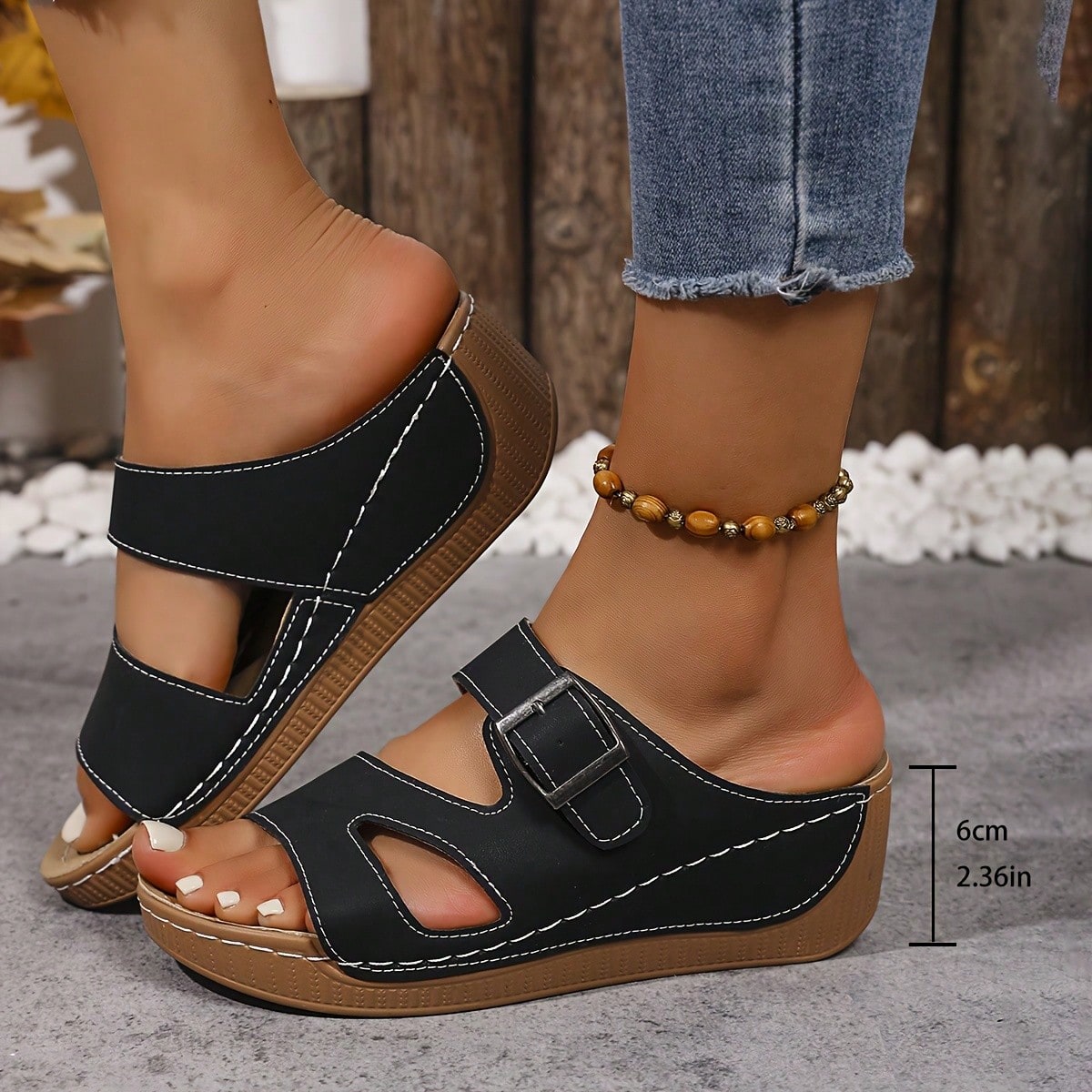 Popular Summer Outerwear, Daily Wear, Vacation Style, Street Fashion Heightening, Comfortable Slip-On, Versatile Casual Thick-Soled Women's Slippers