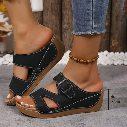 Popular Summer Outerwear, Daily Wear, Vacation Style, Street Fashion Heightening, Comfortable Slip-On, Versatile Casual Thick-Soled Women's Slippers