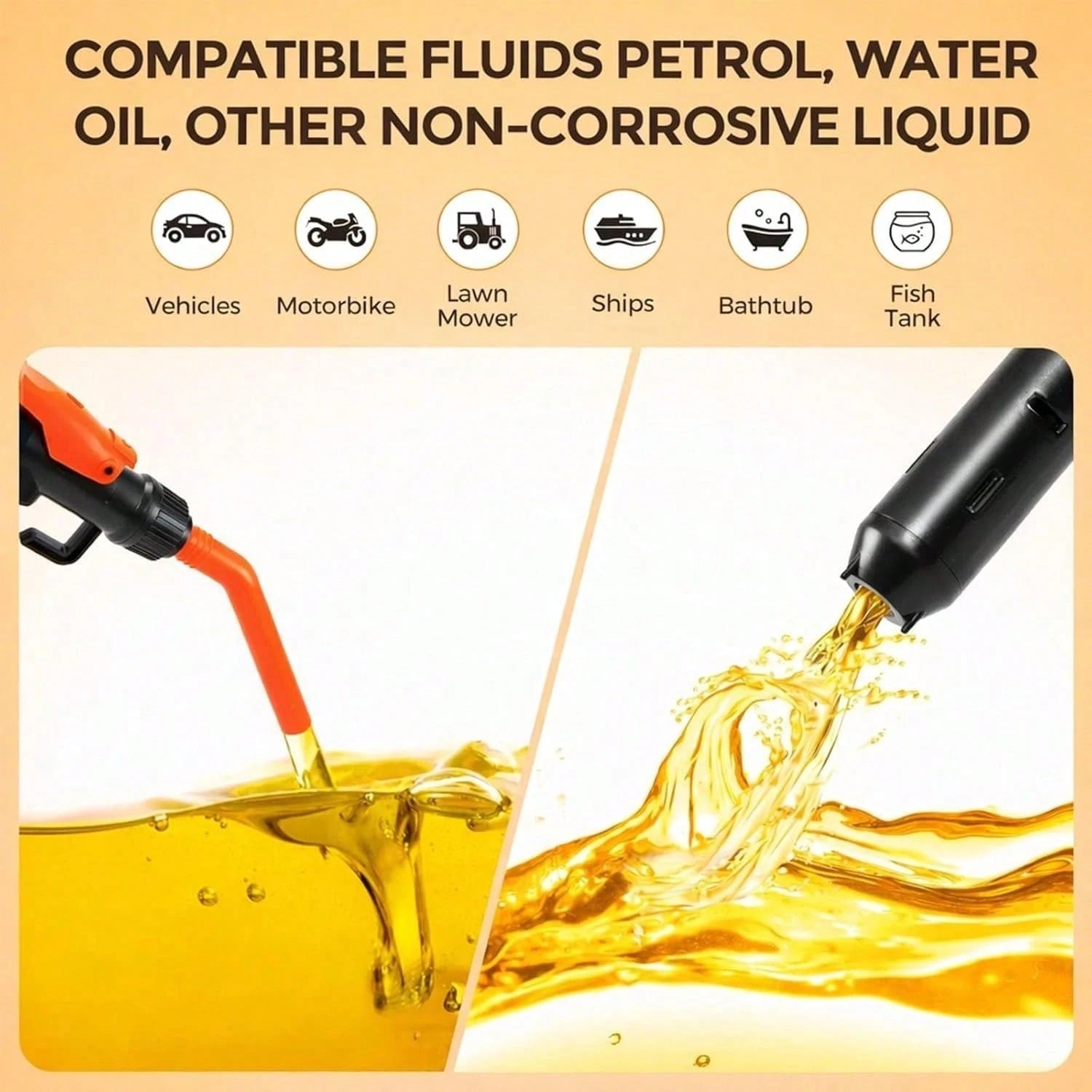 Portable Battery Electric Fuel Transfer Pump 2.8 GPM- Must-Have Garage Tool Fast Siphon Liquid Extractor, Perfect Gift For Men Dad, For Vehicles Boats Lawn Equipment