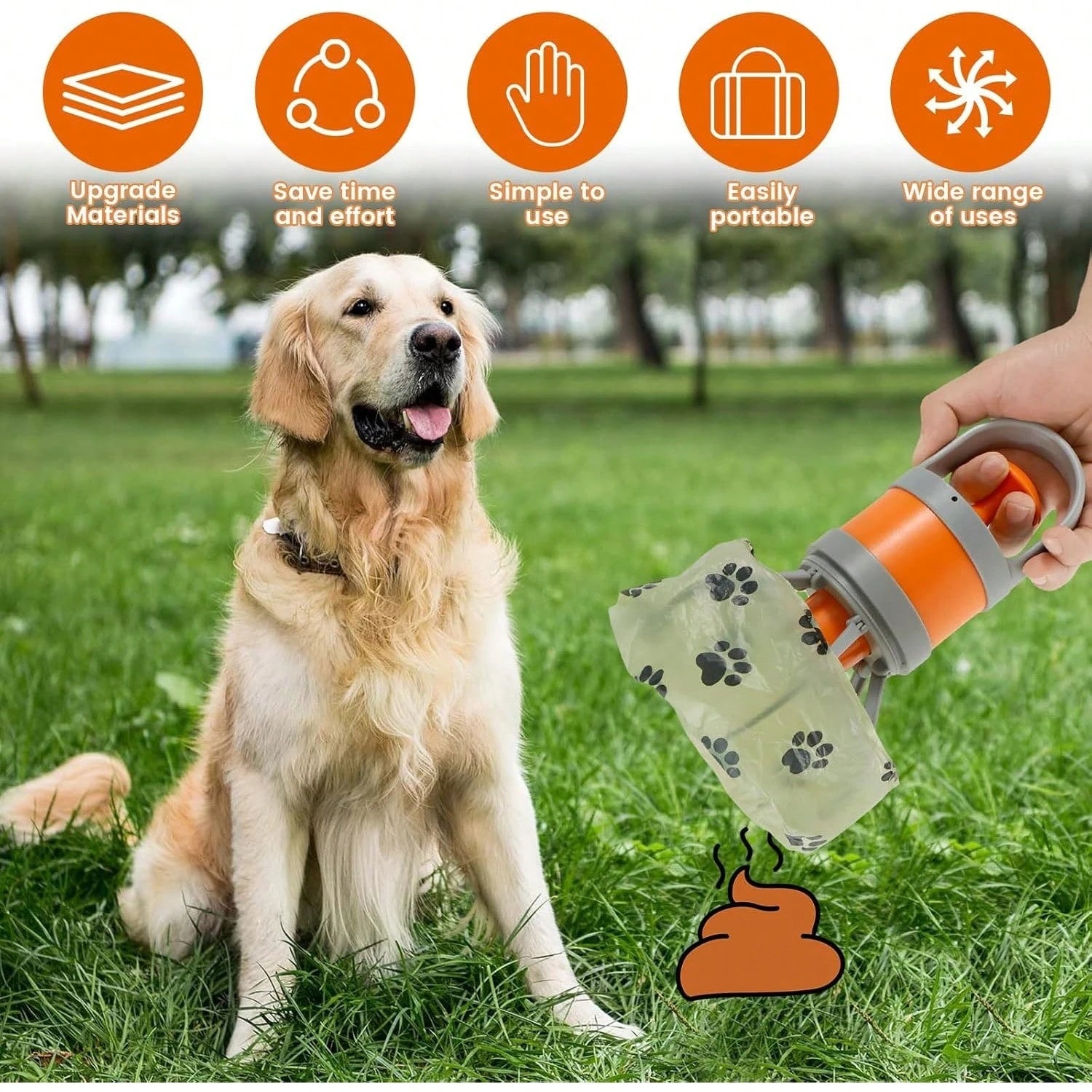 Portable Dog Feces Cleaner, Non-Contact Dog Waste Cleaner, Suitable For Small And Large Dogs, With Garbage Bag Additions And Dog Poop Bag, Without Battery