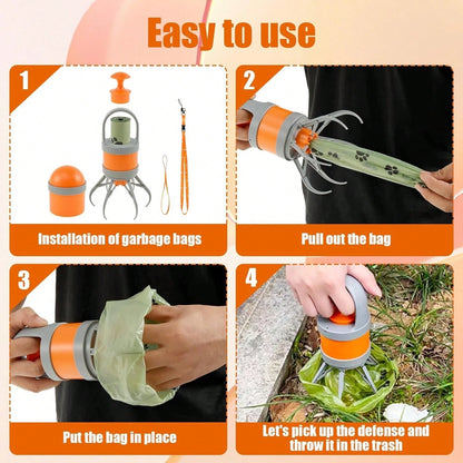 Portable Dog Feces Cleaner, Non-Contact Dog Waste Cleaner, Suitable For Small And Large Dogs, With Garbage Bag Additions And Dog Poop Bag, Without Battery