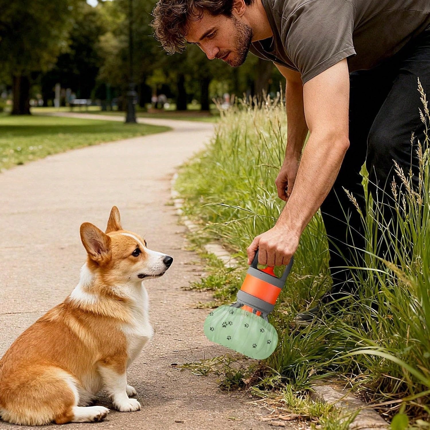 Portable Dog Feces Cleaner, Non-Contact Dog Waste Cleaner, Suitable For Small And Large Dogs, With Garbage Bag Additions And Dog Poop Bag, Without Battery