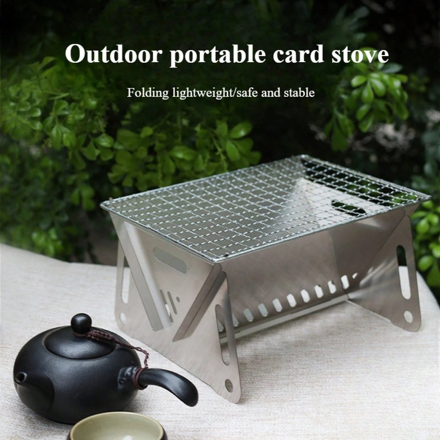 Portable Folding Campfire Stove- Stainless Steel Outdoor BBQ Grill And Fire Pit For Camping, Backyard, Picnics- Lightweight And Durable, Easy To Assemble And Disassemble, Portable Camping Stove, Pic
