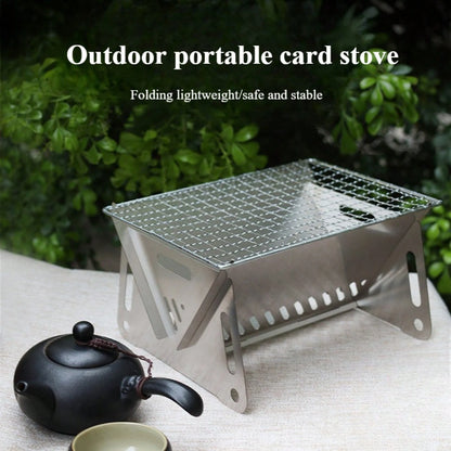 Portable Folding Campfire Stove- Stainless Steel Outdoor BBQ Grill And Fire Pit For Camping, Backyard, Picnics- Lightweight And Durable, Easy To Assemble And Disassemble, Portable Camping Stove, Pic