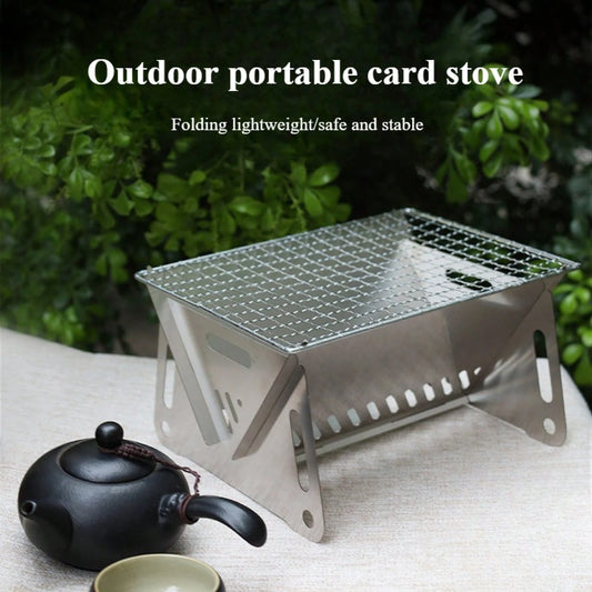 Portable Folding Campfire Stove- Stainless Steel Outdoor BBQ Grill And Fire Pit For Camping, Backyard, Picnics- Lightweight And Durable, Easy To Assemble And Disassemble, Portable Camping Stove, Pic