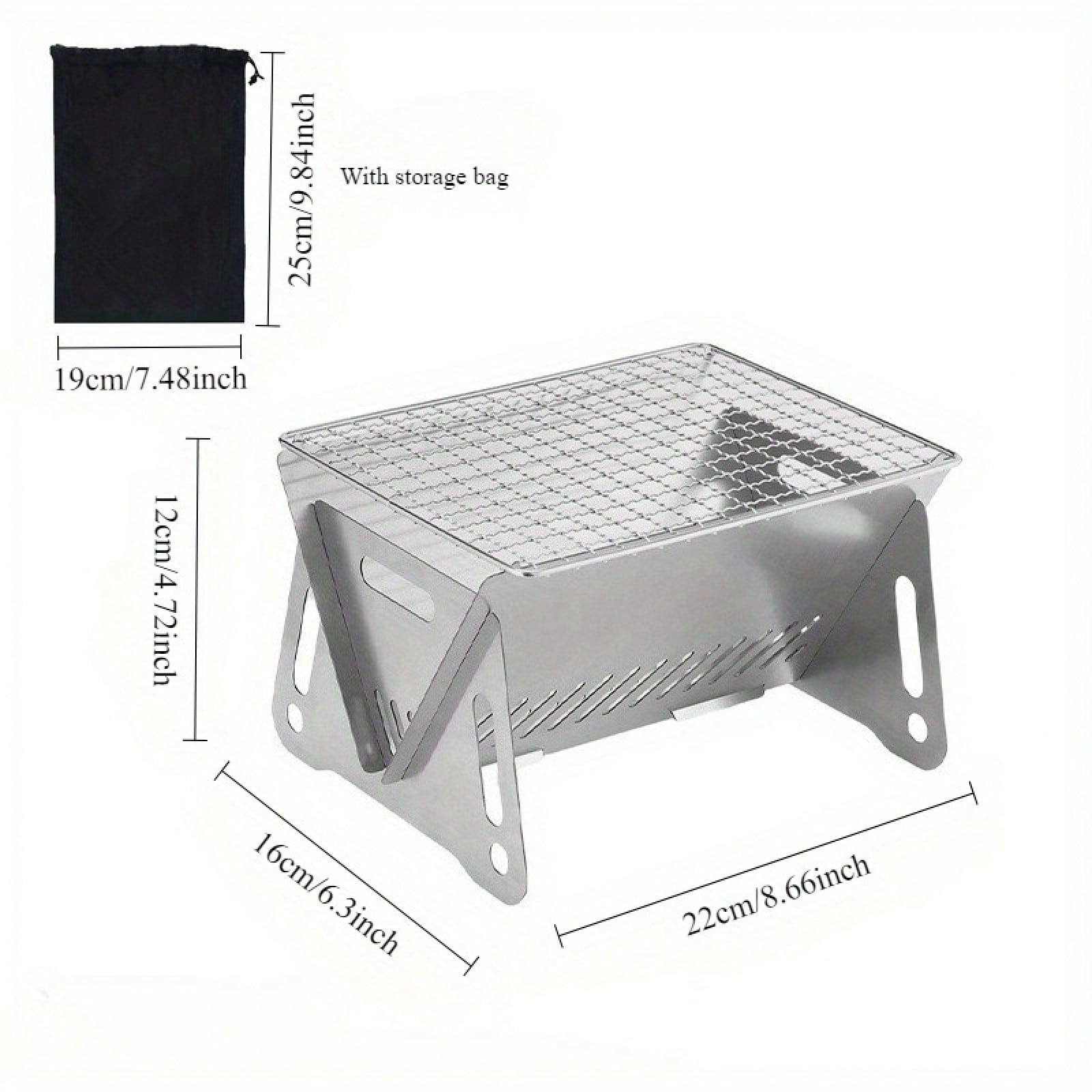 Portable Folding Campfire Stove- Stainless Steel Outdoor BBQ Grill And Fire Pit For Camping, Backyard, Picnics- Lightweight And Durable, Easy To Assemble And Disassemble, Portable Camping Stove, Pic
