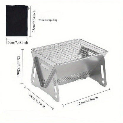 Portable Folding Campfire Stove- Stainless Steel Outdoor BBQ Grill And Fire Pit For Camping, Backyard, Picnics- Lightweight And Durable, Easy To Assemble And Disassemble, Portable Camping Stove, Pic