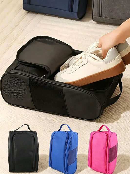 Portable Golf Shoe Storage Bag With Handle Sports Shoe Bag Mesh Side Pocket Large Capacity Handheld Shoe Bag Men Women For Golf Football Basketball Swimming Fitness Camping Travel Ideal For Outdoor Ac
