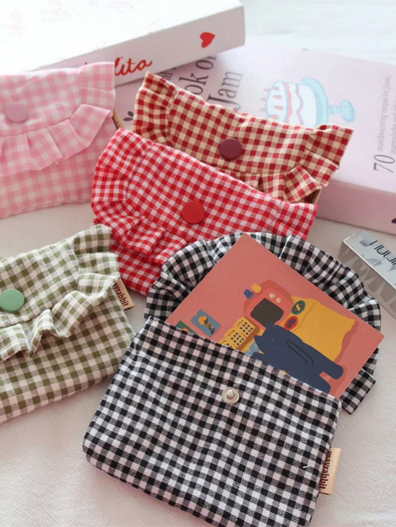 Portable Lace Plaid Coin Purse, Cute Ladies' Carry-On Makeup And Essentials Organizer Pouch, Travel Toiletry Bag And Document Holder, Fashionable Mini Wallet, Key Chain Coin Pouch, Autumn Travel Walle