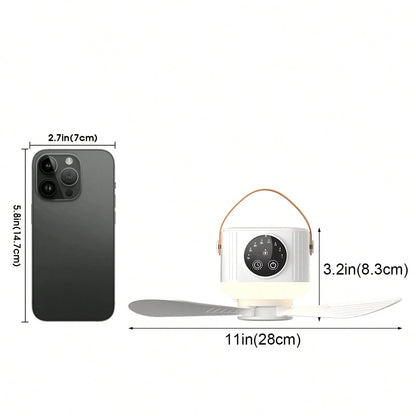 Portable LED Camping Light With Fan, Remote Control, Smart Timer, Rechargeable Hanging Fan, Suitable For Outdoor Camping, Travel, Bedroom, Dorm, Back To School, Summer Cooling Essential, Multi-Functio