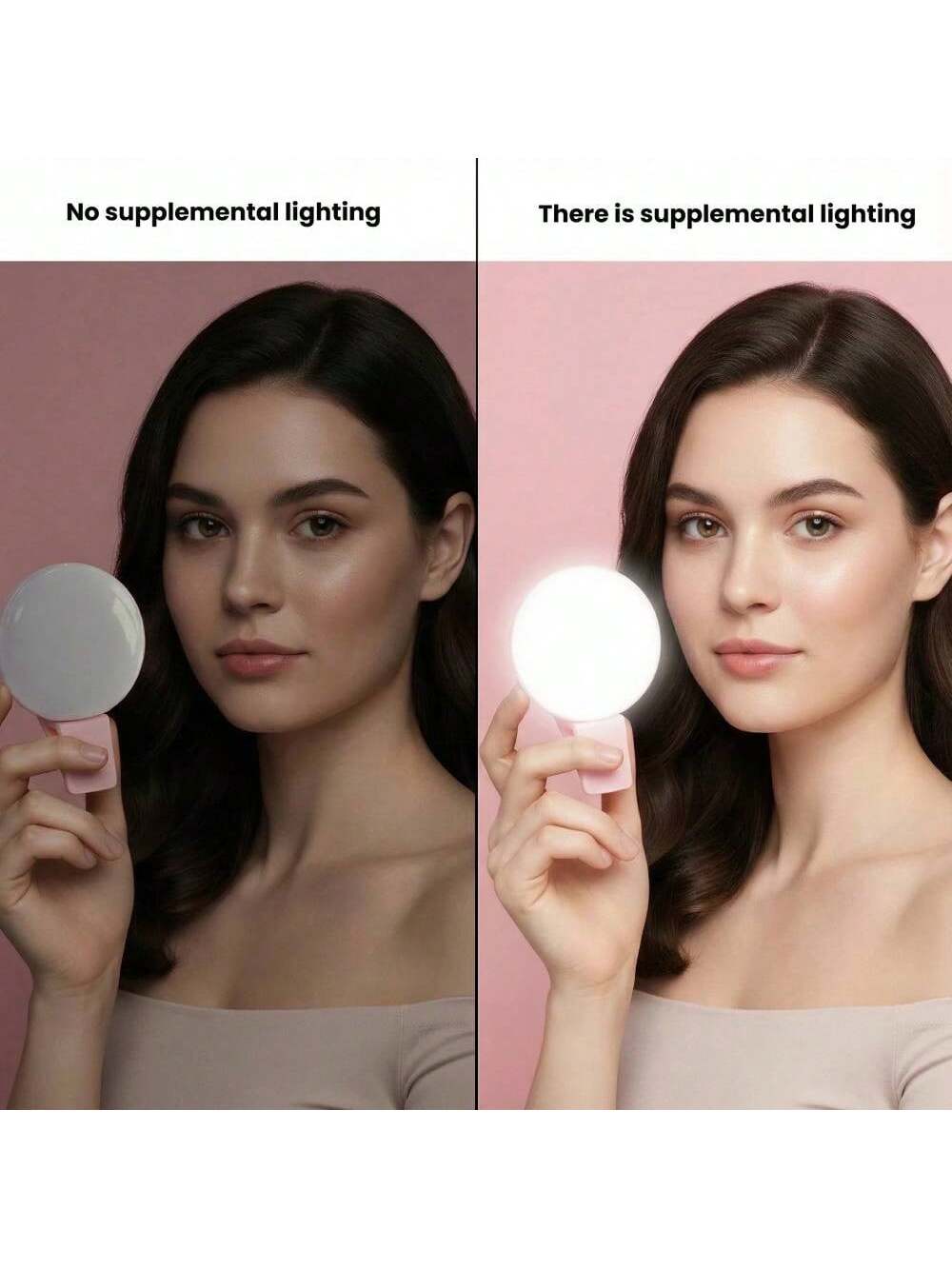 Portable LED Selfie Ring Light Mirror Lamp, Portable Lighting Lamp, Beauty Halo Light For Photography, Live Streaming Clip Light Selfie Light, LED Light, Night Light, Reading Light, Suitable For Campi