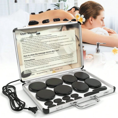 Portable Massage Stone Warmer, 18pcs Hot Stone Massage Set, Electric Rock Heater Kit, Dry Heating Box For SPA Center, Beauty Salon, Travel & Home Use