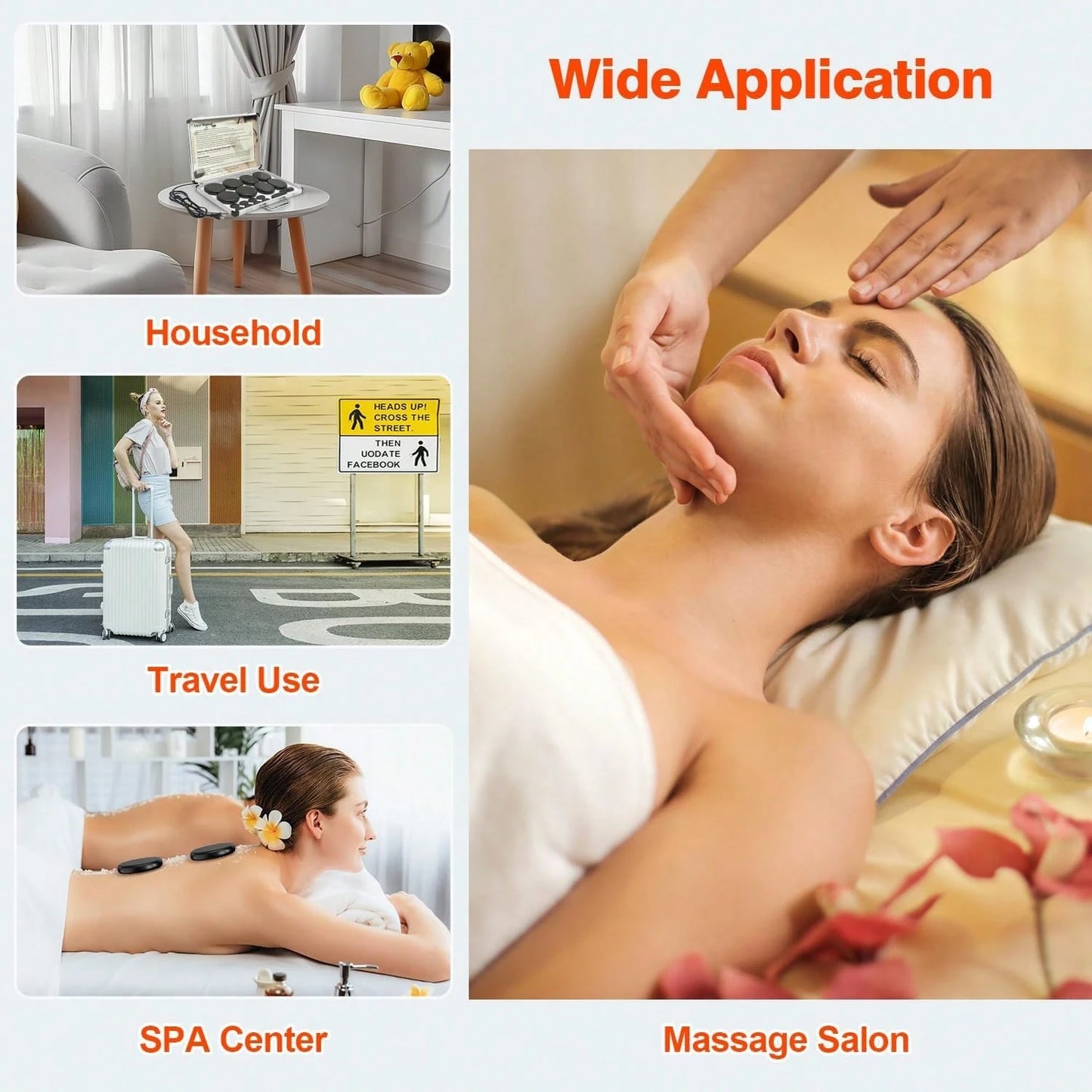 Portable Massage Stone Warmer, 18pcs Hot Stone Massage Set, Electric Rock Heater Kit, Dry Heating Box For SPA Center, Beauty Salon, Travel & Home Use