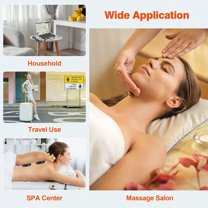 Portable Massage Stone Warmer, 18pcs Hot Stone Massage Set, Electric Rock Heater Kit, Dry Heating Box For SPA Center, Beauty Salon, Travel & Home Use