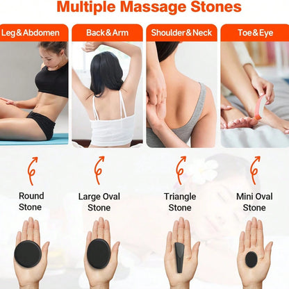Portable Massage Stone Warmer, 18pcs Hot Stone Massage Set, Electric Rock Heater Kit, Dry Heating Box For SPA Center, Beauty Salon, Travel & Home Use
