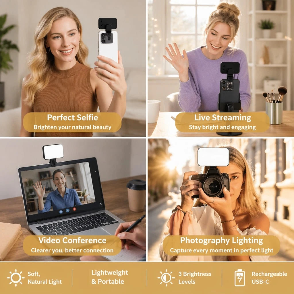 Portable Selfie Fill Light With Clip, Suitable For Phone Camera, Video Conference, 3 Lighting Modes, Rechargeable, Compact, Fit For Laptop/Phone/Tablet/Zoom Call/Makeup, Ideal For Selfie And Live Stre