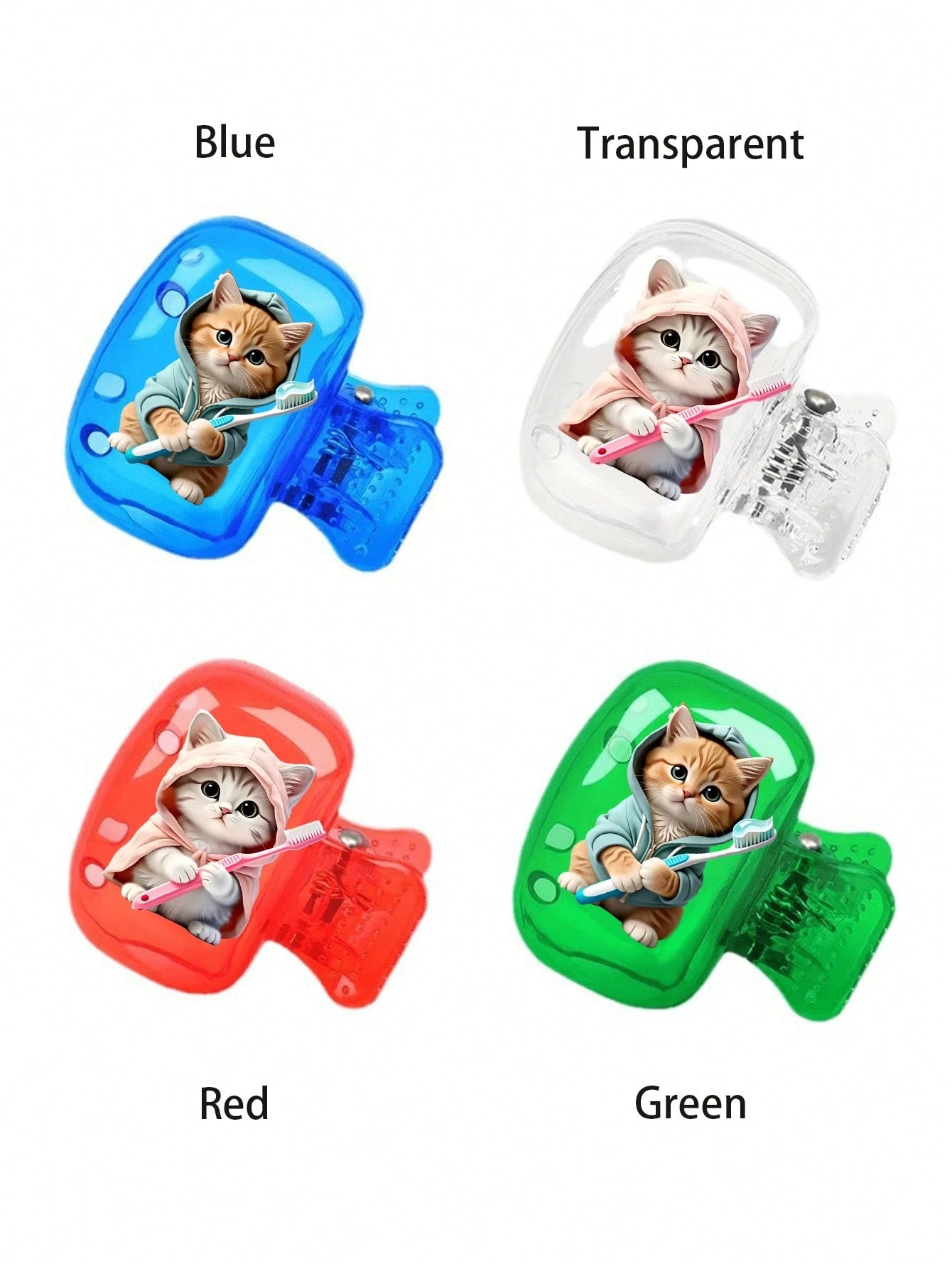 Portable Toothbrush Head Cover With Cute Blue And Pink Cat Pattern, Storage Box, Toothbrush Protective Cap Holder, Essential Bathroom Accessory For Home, Business Travel, Daily Use And Outdoor Travel