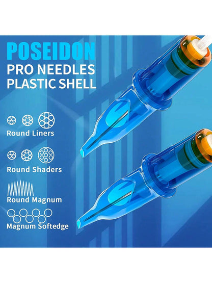 POSEIDON 50pcs/Box Disposable Mixed Size Tattoo Needles, Standard Round Liner Needles, Suitable For Tattoo Artists And Beginners, Body Art Tattoo Supplies