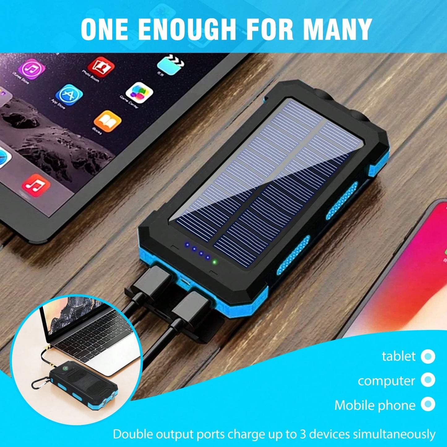 Power-Bank-Solar-Charger- 8000mAh Portable Charger,Solar Power Bank,External Battery Pack, Built-In Super Bright Flashlight,Solar Charger For Cell Phone, Portable Solar Power Bank,Dual-Purpose Char
