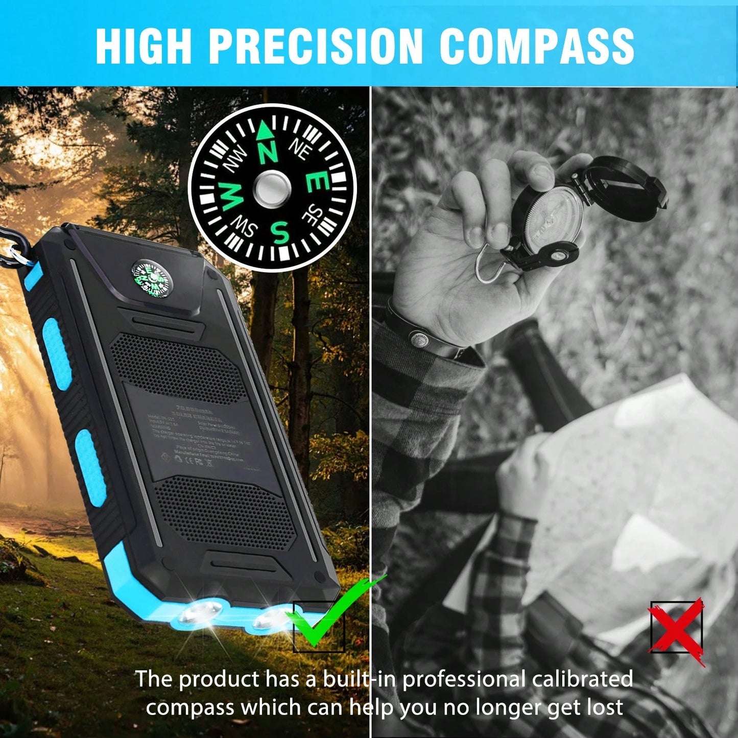 Power-Bank-Solar-Charger- 8000mAh Portable Charger,Solar Power Bank,External Battery Pack, Built-In Super Bright Flashlight,Solar Charger For Cell Phone, Portable Solar Power Bank,Dual-Purpose Char