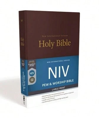 Pre-Owned NIV, Pew And Worship Bible, Large Print, Hardcover, Burgundy (Hardcover) By Zondervan
