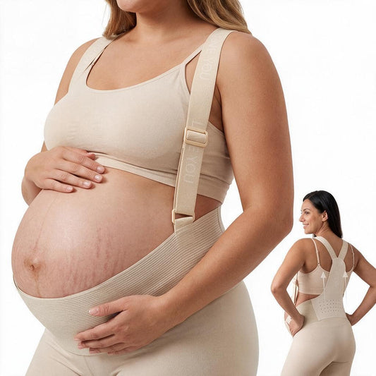 Pregnancy Belly Band, Pregnancy Support Belt With Shoulder Strap, Adjustable Maternity Belt, Highly Elastic And Breathable Fabric Easy To Wear (Beige)