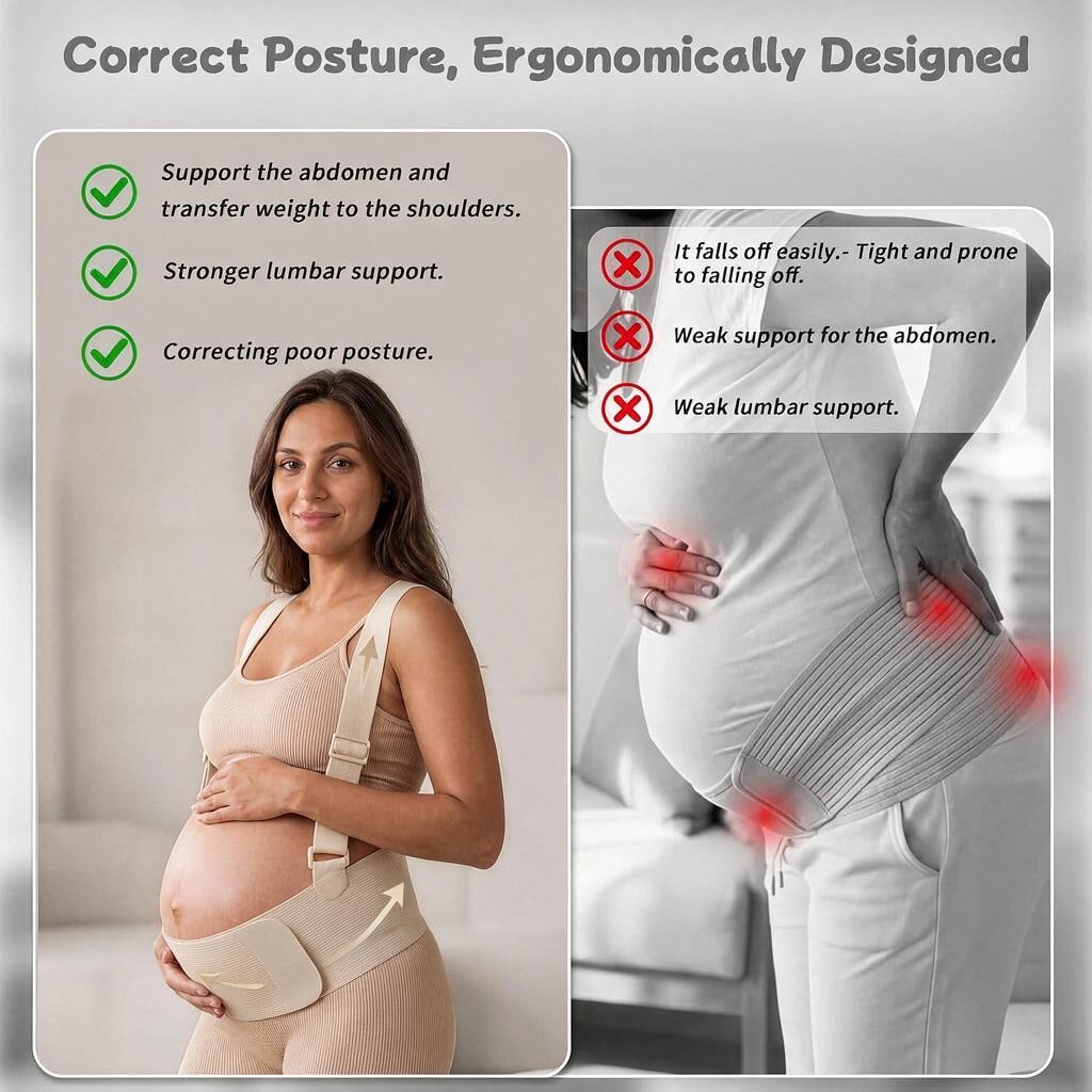 Pregnancy Belly Band, Pregnancy Support Belt With Shoulder Strap, Adjustable Maternity Belt, Highly Elastic And Breathable Fabric Easy To Wear (Beige)