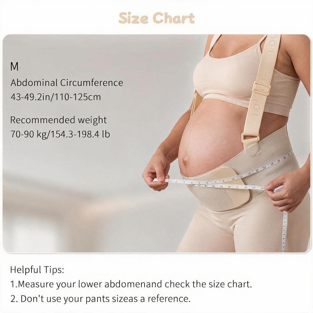 Pregnancy Belly Band, Pregnancy Support Belt With Shoulder Strap, Adjustable Maternity Belt, Highly Elastic And Breathable Fabric Easy To Wear (Beige)