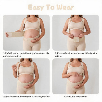 Pregnancy Belly Band, Pregnancy Support Belt With Shoulder Strap, Adjustable Maternity Belt, Highly Elastic And Breathable Fabric Easy To Wear (Beige)
