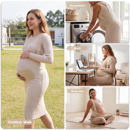Pregnancy Belly Band, Pregnancy Support Belt With Shoulder Strap, Adjustable Maternity Belt, Highly Elastic And Breathable Fabric Easy To Wear (Beige)