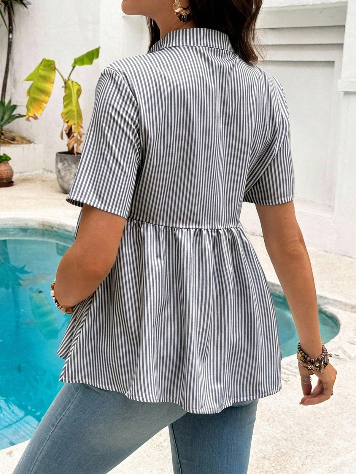Pregnant Women Casual Stripe Loose Maternity Nursing Dress