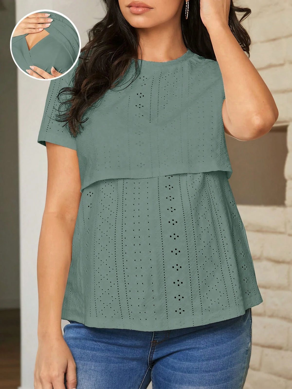 Pregnant Women's Home Nursing Top Simple Round Neck T-Shirt For Maternity World Cup