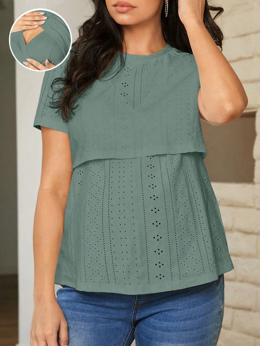 Pregnant Women's Home Nursing Top Simple Round Neck T-Shirt For Maternity World Cup