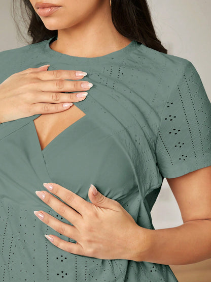 Pregnant Women's Home Nursing Top Simple Round Neck T-Shirt For Maternity World Cup
