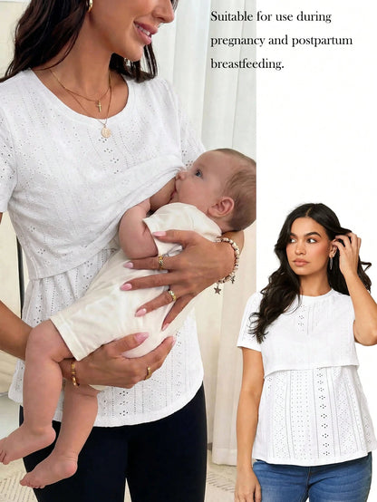 Pregnant Women's Home Nursing Top Simple Round Neck T-Shirt For Maternity World Cup